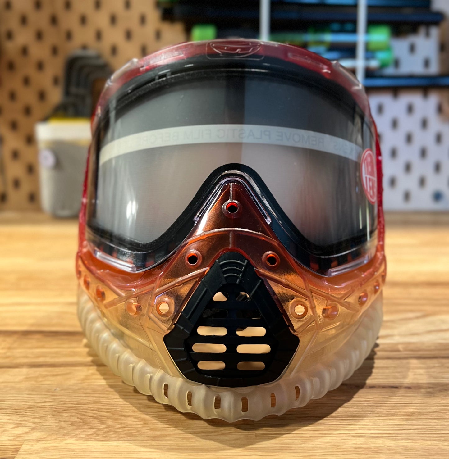 Rare OG JT FX-10 Axiom Custom Dyed Red/Clear Fade Goggles w/ Chin Strap