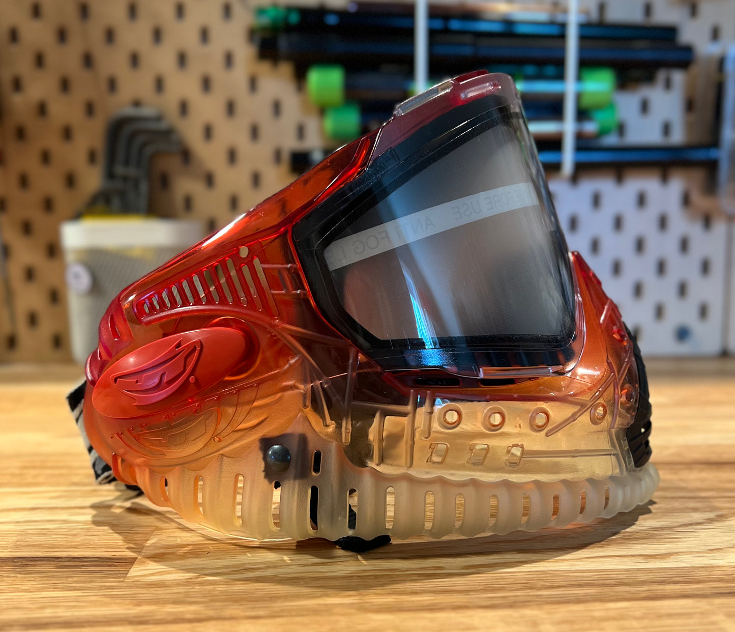 Rare OG JT FX-10 Axiom Custom Dyed Red/Clear Fade Goggles w/ Chin Strap