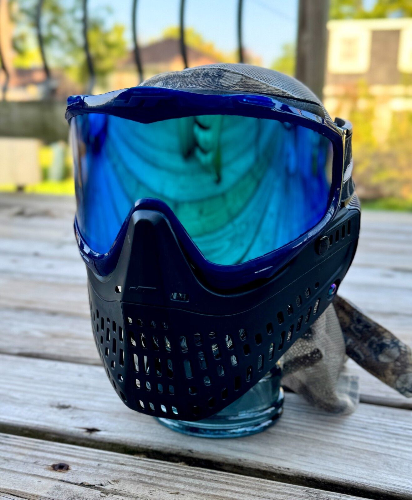 JT Proflex Blue Ice Frames Flourite Prism Lens Oil Slick Hardware FX Strap Mask