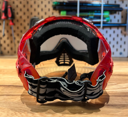 Rare OG JT FX-10 Axiom Custom Dyed Red/Clear Fade Goggles w/ Chin Strap